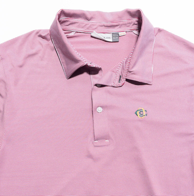 KJUS Golf Polo Shirt Mens 2XL/56 Pink Soren Stripe Wicking UPF 50+ Short Sleeve