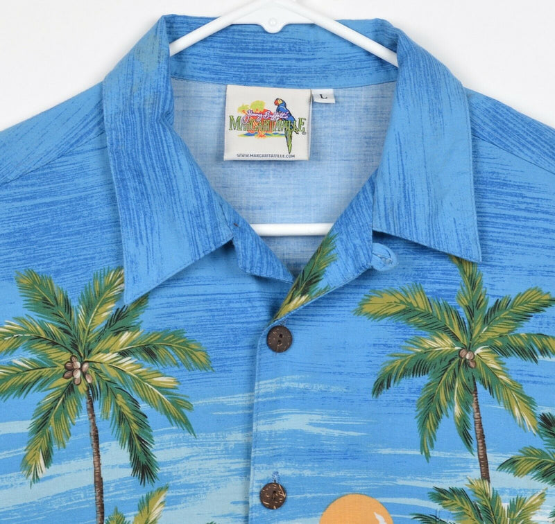 Margaritaville Men's Large Concert Volcano Graphic Print Rayon Hawaiian Shirt