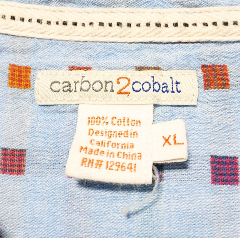 Carbon 2 Cobalt Shirt Men's XL Blue Colorful Check Button-Up Short Sleeve