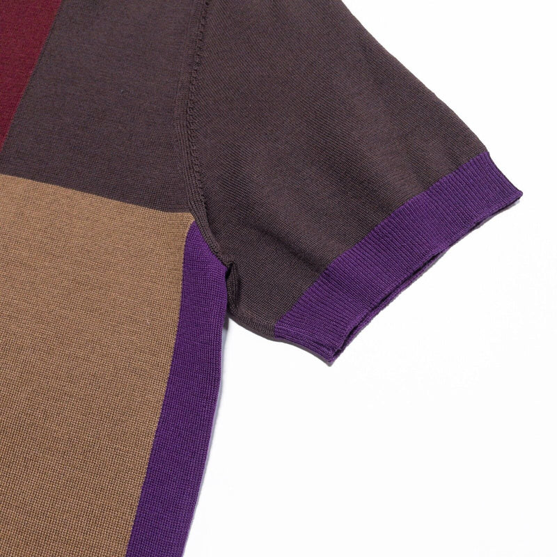 Prada Polo Shirt Men's 48 Knit Wool Colorblock Italy Designer Short Sleeve