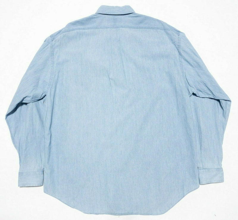 Polo Ralph Lauren Big Shirt Blue Chambray 90s Button-Down Shirt Men's Large