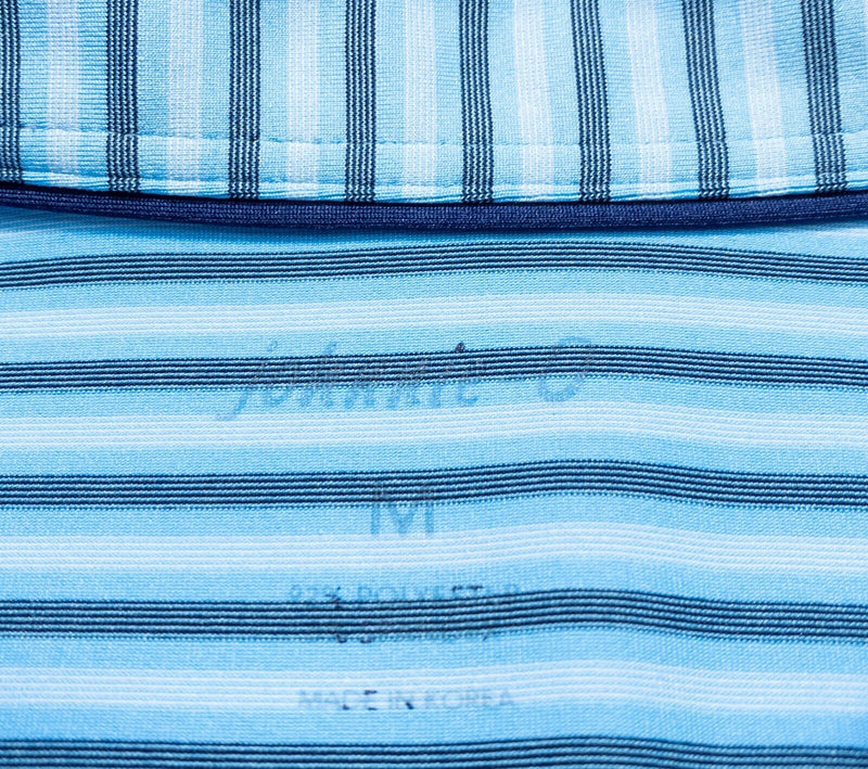 johnnie-O Prep-Formance Medium Men's Golf Polo Blue Striped Wicking Preppy