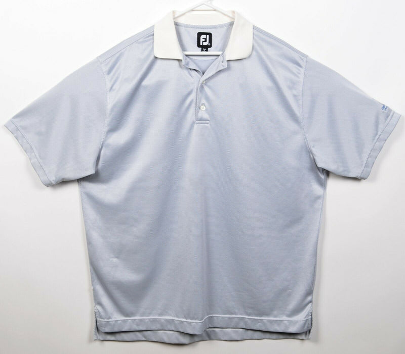 FootJoy Men's 2XL Gray Geometric Ivory Collar FJ Golf Wicking Polo Shirt