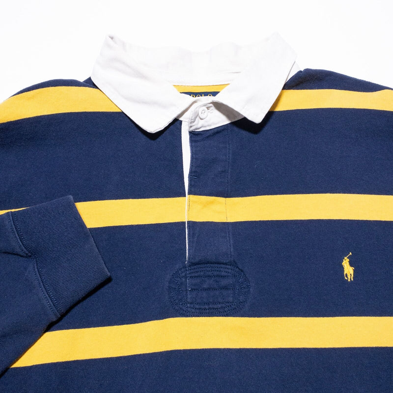 Polo Ralph Lauren Rugby Polo Men's 3XLT Tall Navy Blue Yellow Stripe 90s