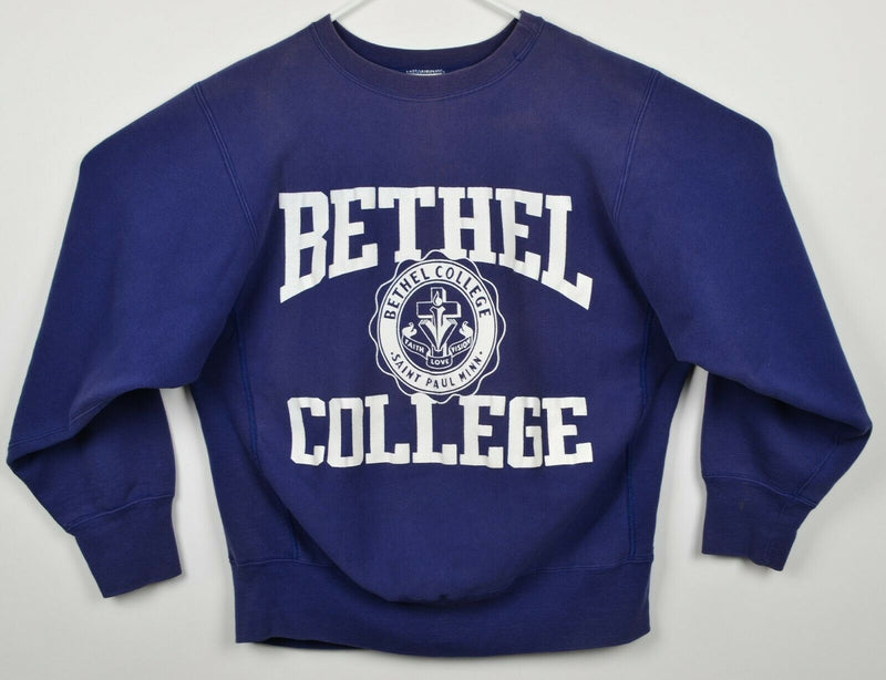 Vintage 80s Champion Men's Large Reverse Weave Warmup Bethel College Sweatshirt