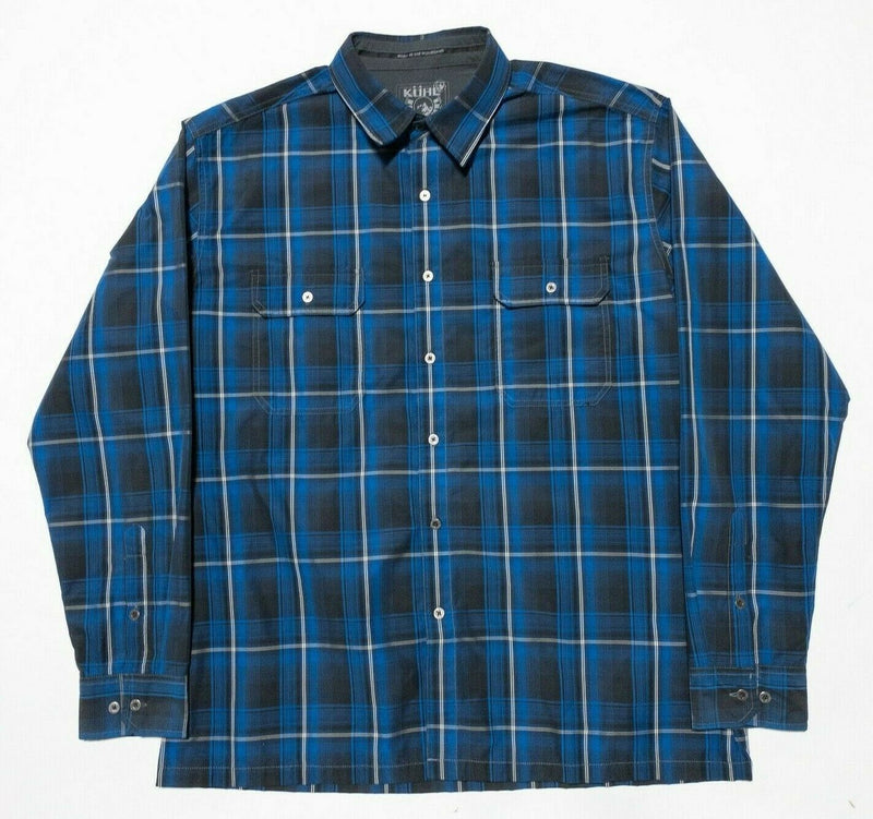 Kuhl Eluxur Ionik Long Sleeve Shirt Blue Gray Plaid Hiking Outdoor Men's XL