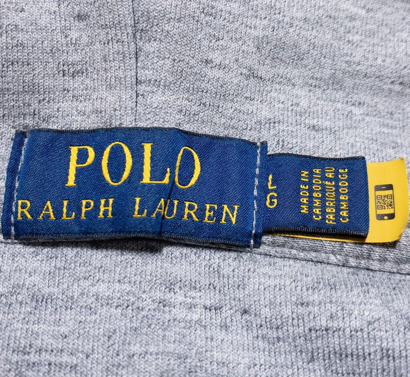 Polo Ralph Lauren Hoodie Men's Large Full Zip Hooded Sweatshirt Gray Wicking