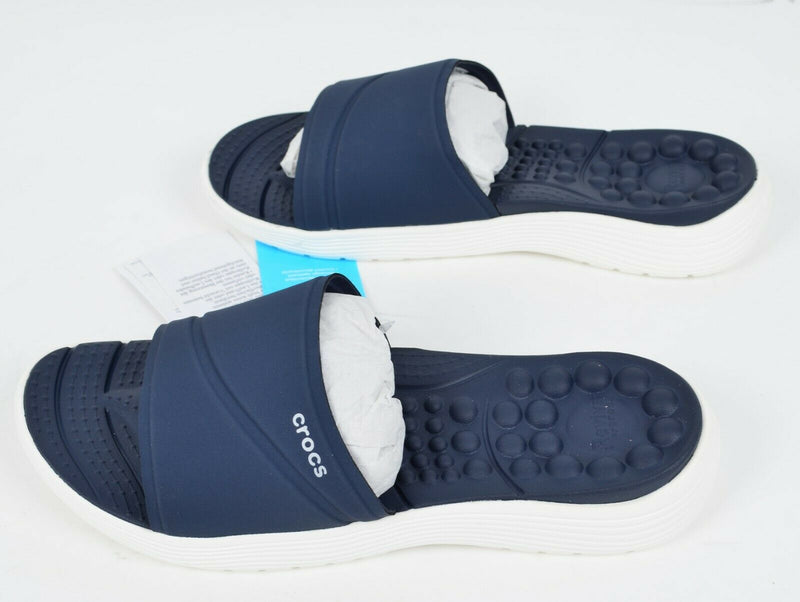 Crocs Women's US 10 Relaxed Fit Reviva Slide Navy/White Slip-On Sandals