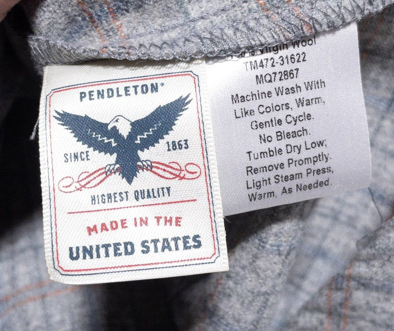Pendleton Wool Shirt Women's Large Flannel Made in USA Plaid Gray Long Sleeve