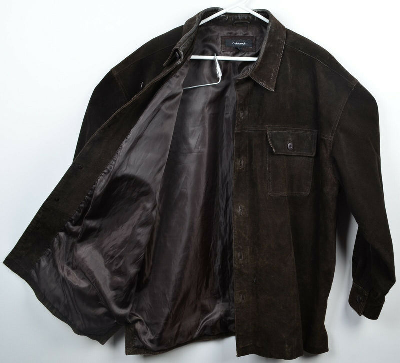 Colebrook Leather Chocolate Brown Lined Button-Front Shirt Jacket Men's XL