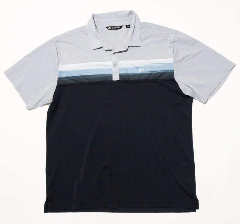 Travis Mathew Polo XL Men's Golf Shirt Striped Gray Black Two Tone Wicking