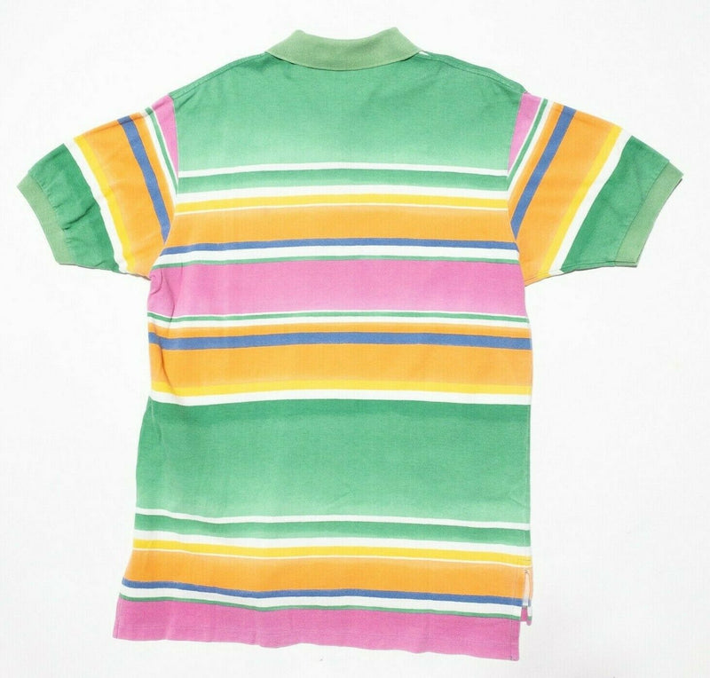 Polo Ralph Lauren Large Men's Polo Shirt 90s Multi-Color Striped Pink Green Pony