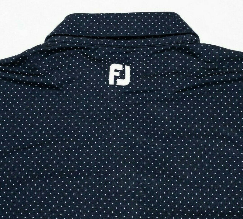 FootJoy Golf Shirt Large Men's Stretch Lisle Dot Print Polo Navy Blue Wicking