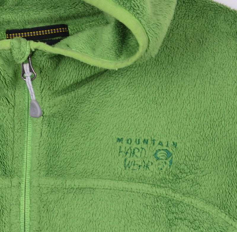Mountain Hardwear Women's Large Fuzzy Leather Full Zip Hooded Green Jacket