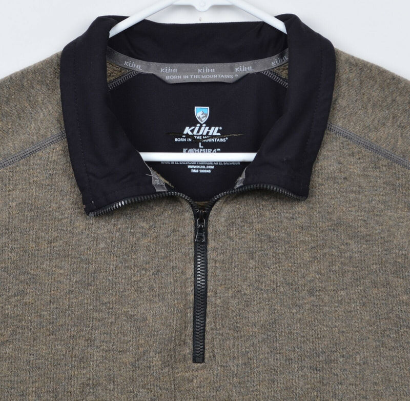 Kuhl Men's Sz Large Kashmira 1/4 Zip Pullover Brown Fleece Sweater Jacket