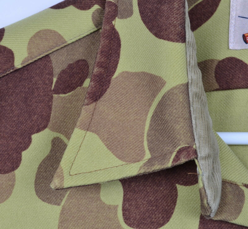 Vintage Cabela's Men's Large Duck Camouflage Button-Front Hunting Canvas Shirt