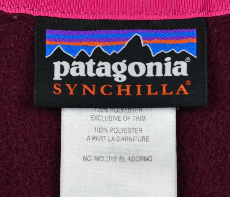 Patagonia Synchilla Women's Small Burgundy Pink Snap-T Fleece Pullover Jacket