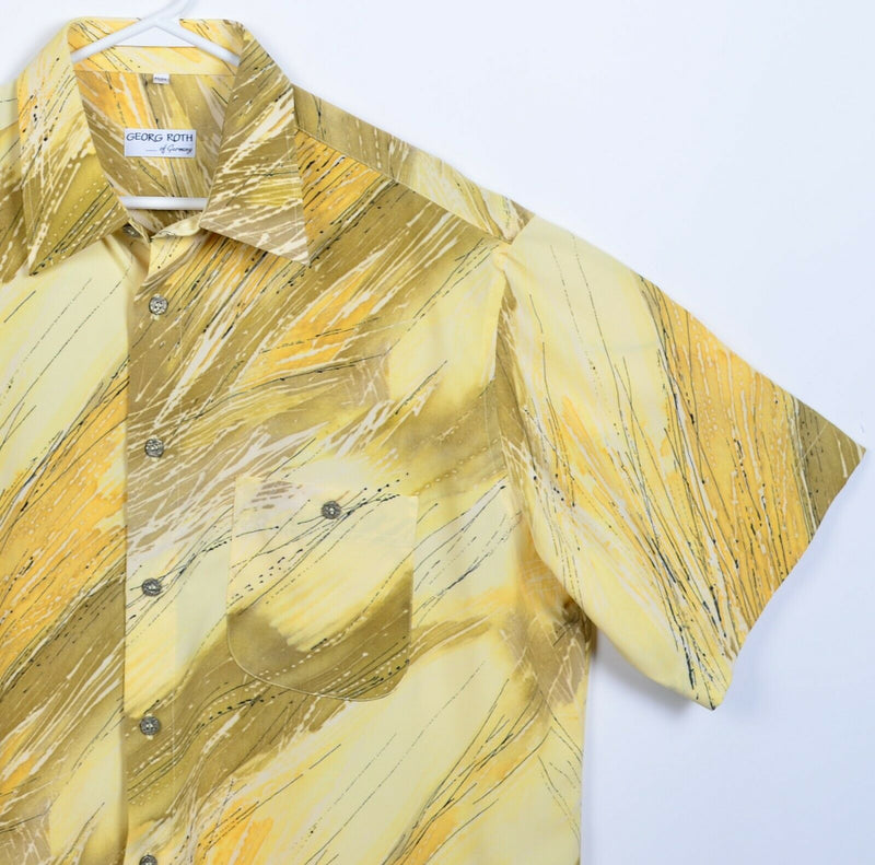 Georg Roth of Germany Men's XL Yellow Geometric Abstract Retro Camp Shirt