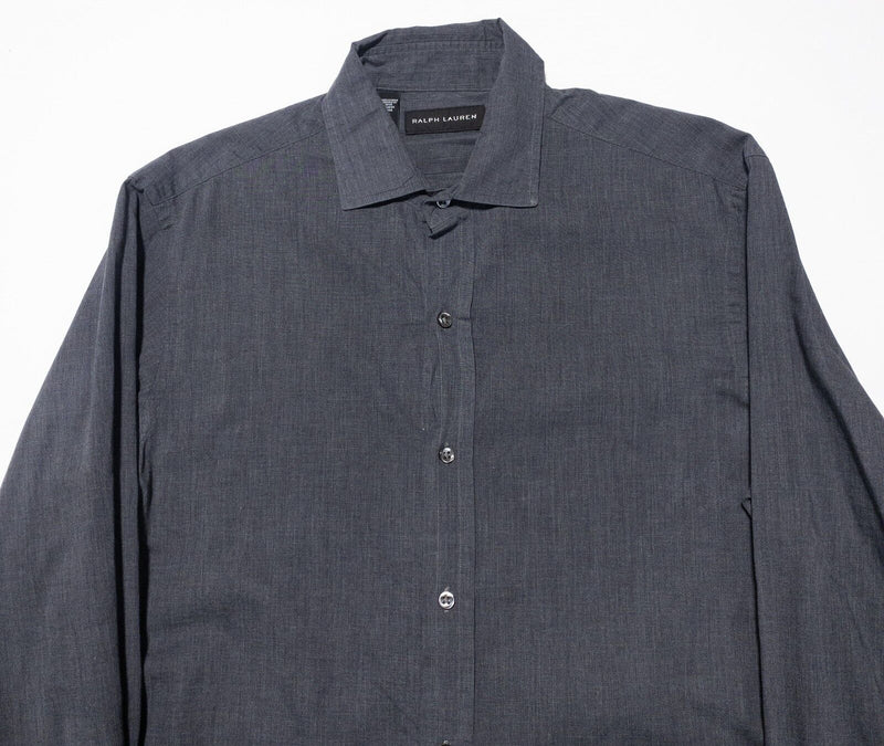 Ralph Lauren Black Label Shirt Men's Small Long Sleeve Button-Front Solid Gray
