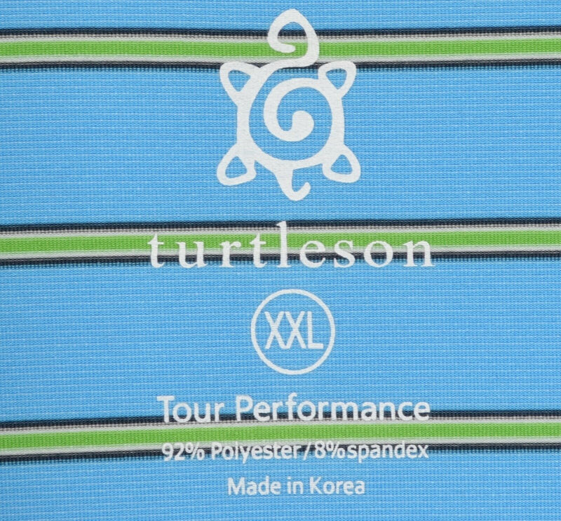 Turtleson Tour Performance Men's 2XL Blue Yellow Striped Wicking Golf Polo Shirt