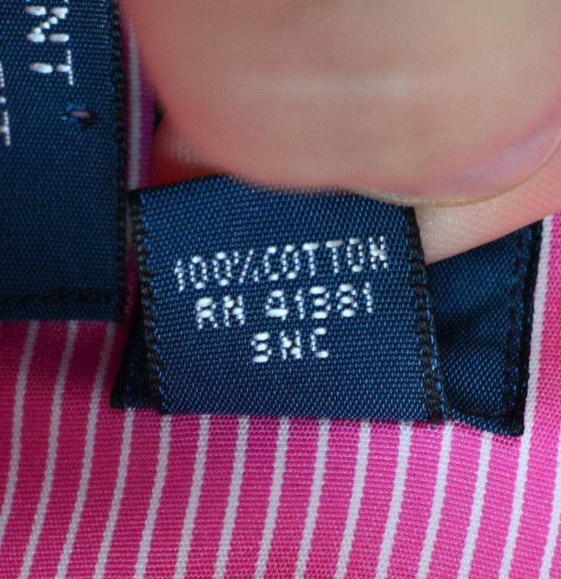 Polo Ralph Lauren Men's 16.5 36/37 Classic Fit Hot Pink Striped Regent Shirt