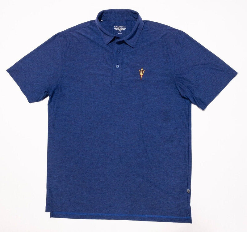 ASU Golf Polo Large Men's Straight Down Arizona State Blue Wicking Polyester