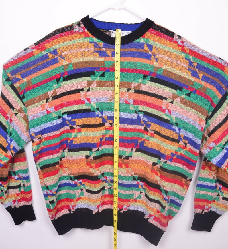 Vtg St. Croix Knits Men's Sz XL Mulitcolor Rainbow Geometric Sweater USA Made