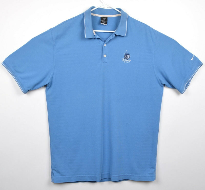 Nike Disney Golf Men's Sz XL Solid Blue Cotton Polyester Dri-Fit Golf Polo Shirt