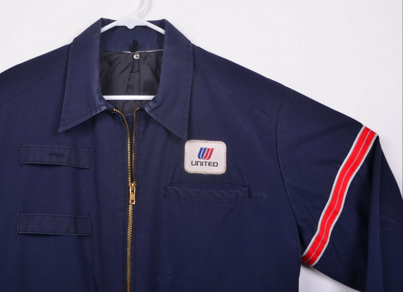 Vtg 80s United Airlines Men's Sz Medium Ground Crew Maintenance Navy Blue Jacket