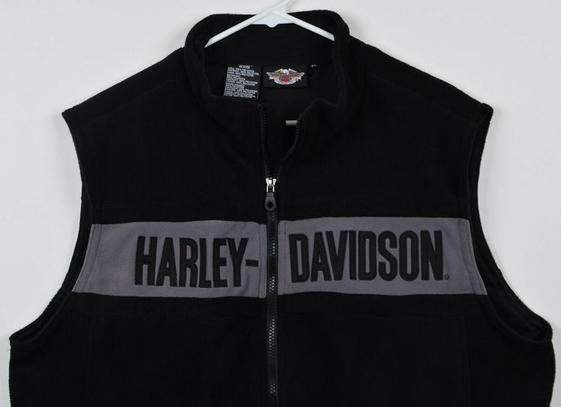 Harley-Davidson Men’s XL Logo Shield Black Gray Full Zip Mesh Lined Fleece Vest