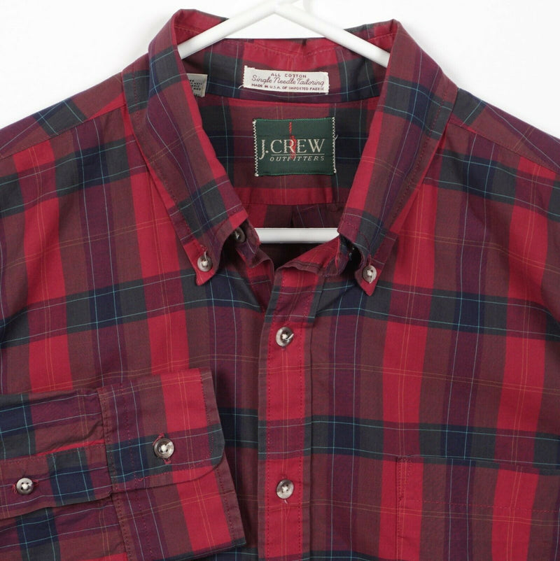 Vintage 80s J. Crew Outfitters Men's Large Red Plaid Catalog Button-Down Shirt