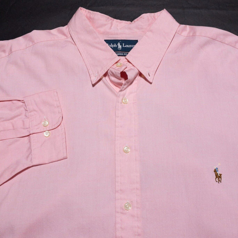 Polo Ralph Lauren Dress Shirt Men's 19-34/35 (3XL) Big Solid Pink Button-Down