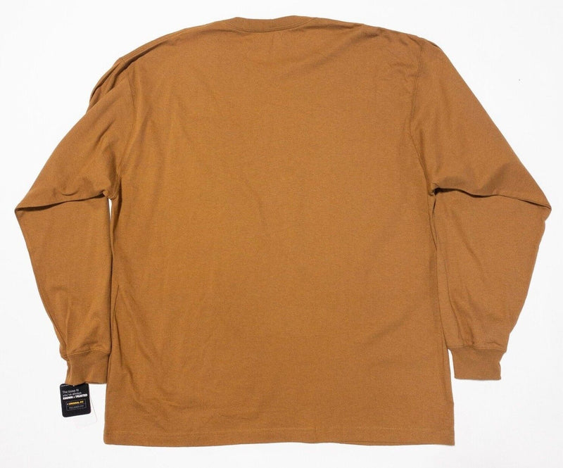 Carhartt K126 T-Shirt XL Men's Long Sleeve Loose Fit Heavyweight Pocket Brown