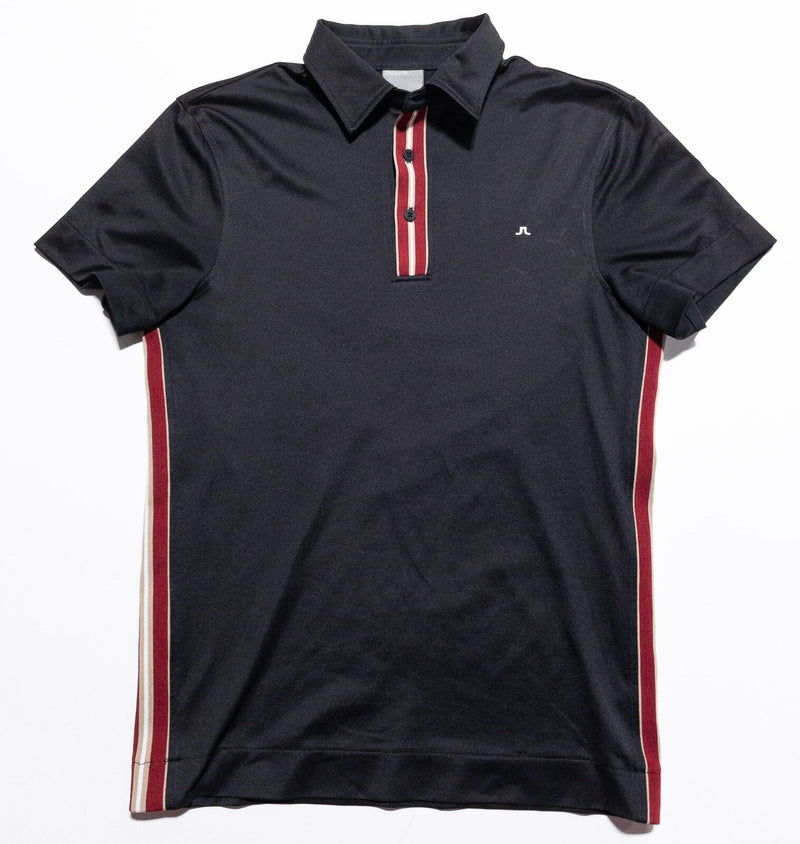 J.Lindeberg Golf Polo Shirt Men' Small Wicking Black Red Tape Stripe FieldSensor
