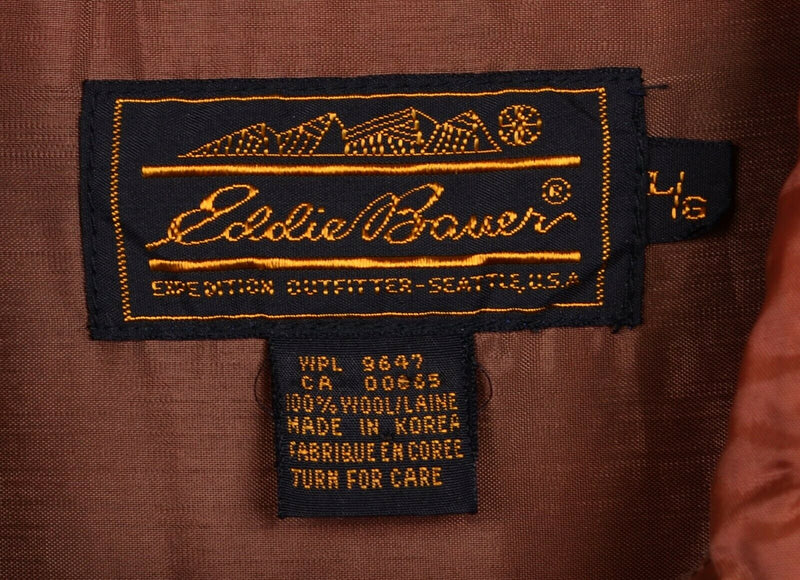 Eddie Bauer Men's Sz Large 100% Wool Shirt Brown Plaid Lumberjack Flannel Shirt