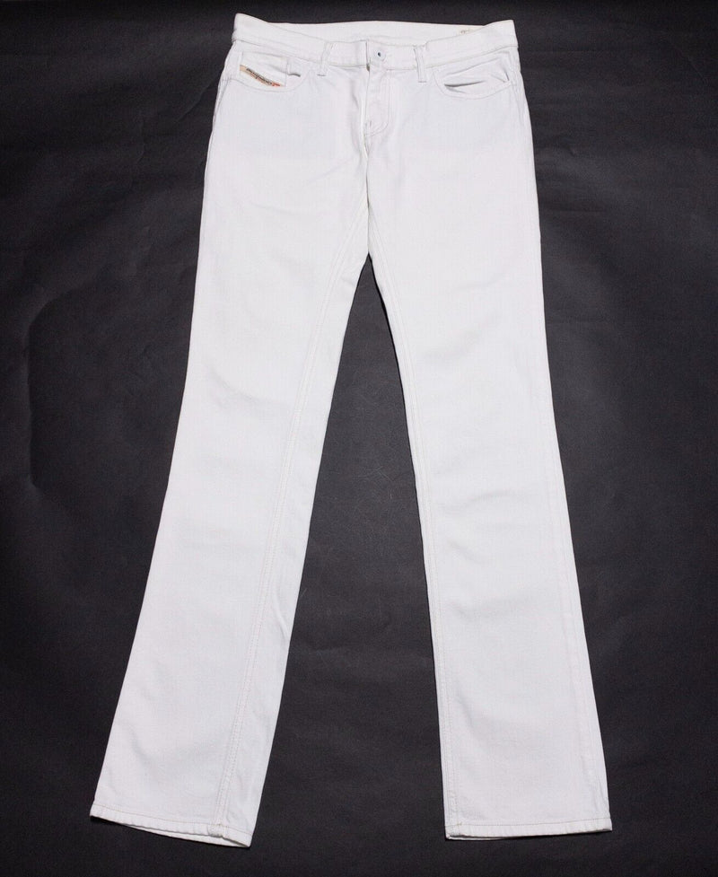 Diesel Liv Jeans Women's 31x34 White Denim Pants Stretch Straight Leg Zip Fly