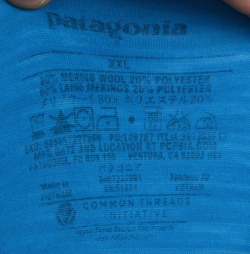 Patagonia Men's Sz 2XL Merino Wool Blend Lightweight Blue 1/4 Zip Base Layer