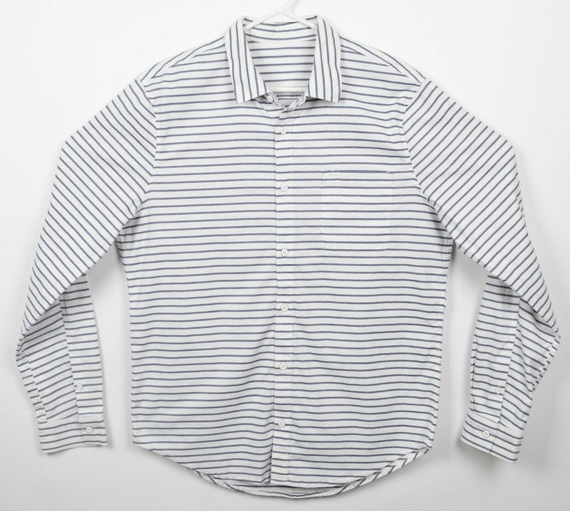 Lululemon Men's Large? White Striped Button-Down Stretch Athleisure Shirt