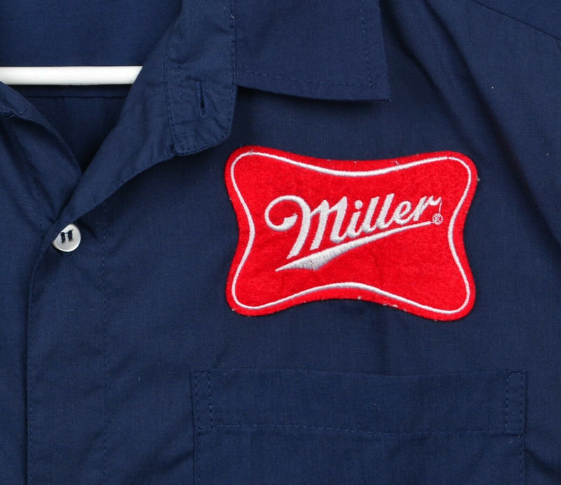 Milwaukee Brewers Men's Sz Medium Brewmaster Miller Beer Navy Blue Work Shirt