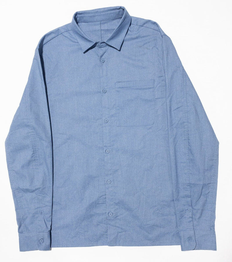 Lululemon Mason's Peak Flannel Shirt Men's Fits XL Solid Blue Button-Front
