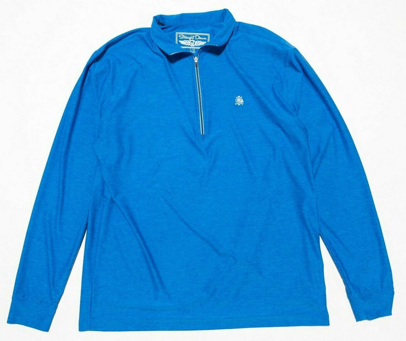 Straight Down Golf 1/4 Zip Jacket Blue Polyester Wicking Pullover Men's Large