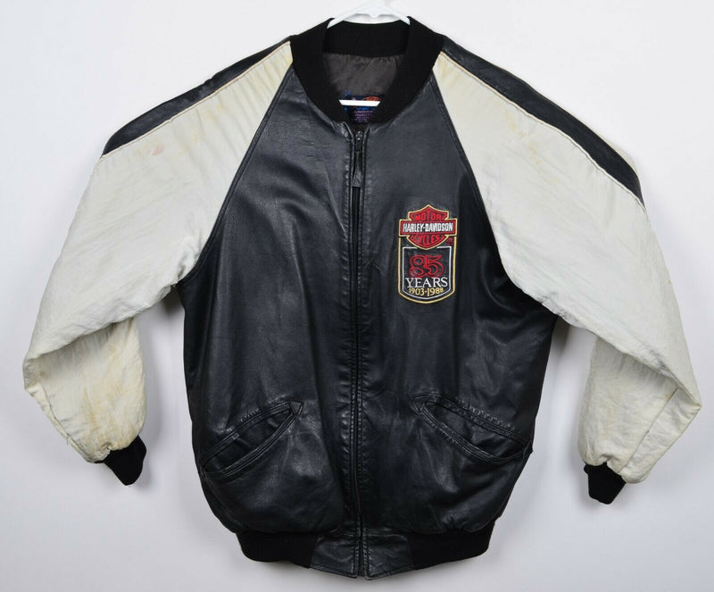 Vintage 80s Harley-Davidson Men's Medium Leather 50th Anniversary Bomber Jacket