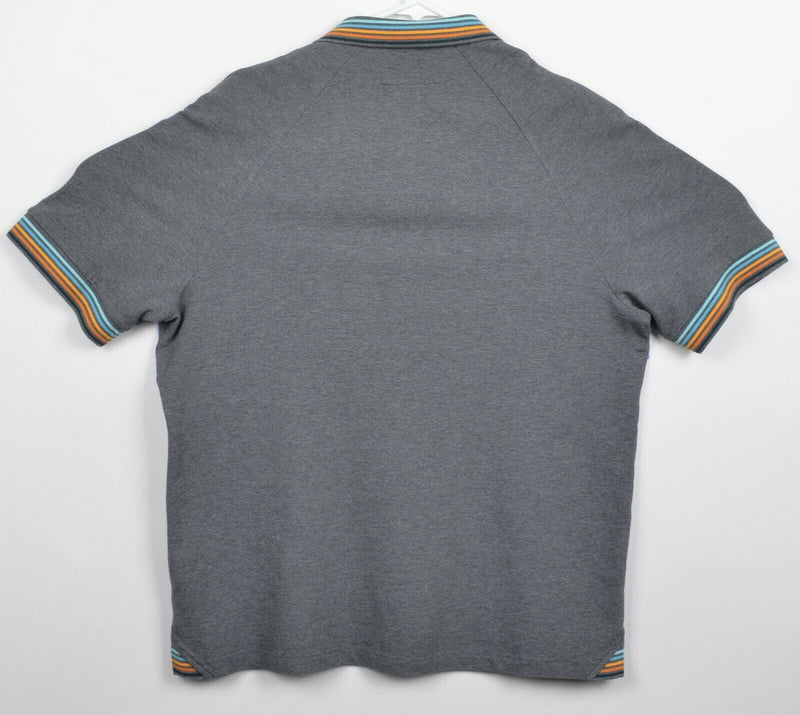 Carbon 2 Cobalt Men's Sz Medium Gray Multi-Color Contrast Trim Polo Shirt