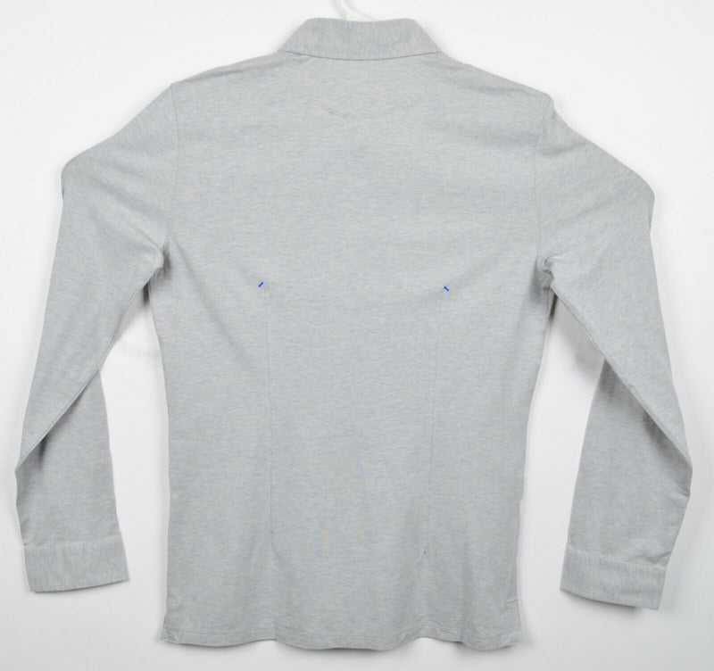 Kit & Ace Men's Small? Long Sleeve Technical Cashmere Heather Gray Polo Shirt