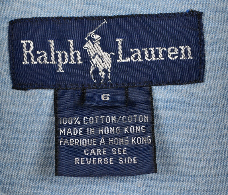 Vintage 90s Polo Ralph Lauren Women's 6 Chambray RL-93 Denim Button-Front Shirt