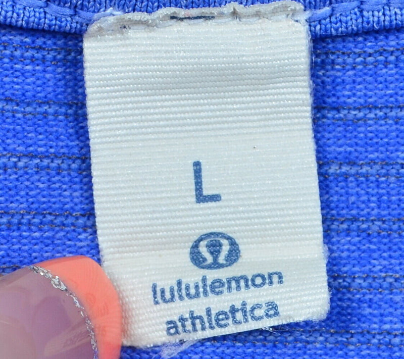 Lululemon Men's Large Heather Blue/Purple Athleisure Mesh Wicking Polo Shirt