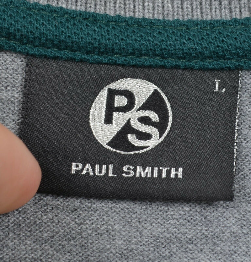 Paul Smith Men's Sz Large Multi-Color Zebra Logo Heather Gray Polo Shirt