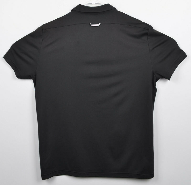 J. Lindberg Men's Sz XL Solid Black Embroidered Logo Golf Polo Shirt