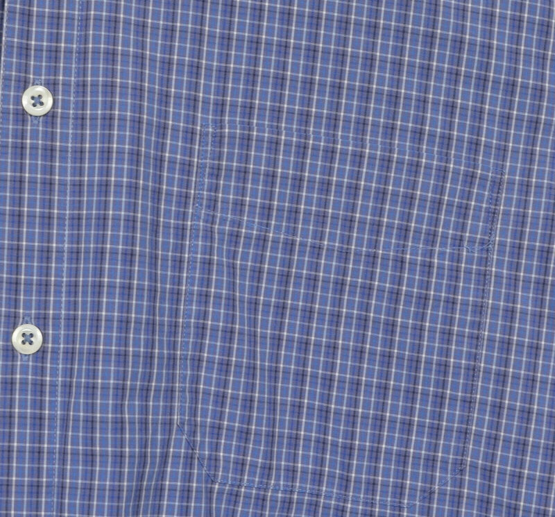 Billy Reid Men's Medium Standard Cut Blue Plaid Long Sleeve Button-Front Shirt