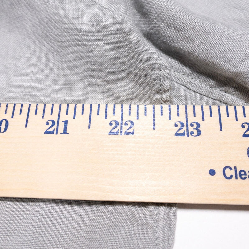 Everlane Linen Shirt Men's Large Button-Down Solid Light Gray Short Sleeve